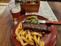 Porterhouse steak and chips